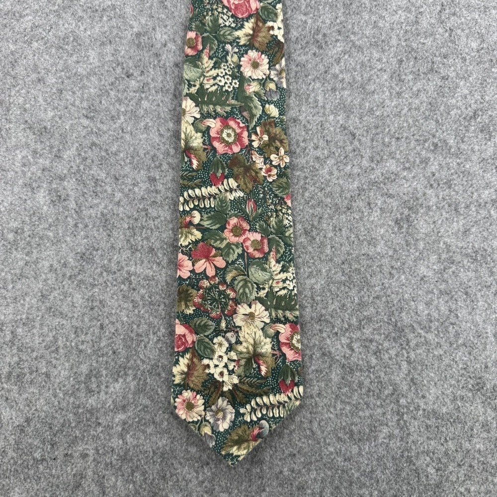 Tango by Max Raab Mens Floral Tapestry Necktie Forest Green Burgundy 68 Inch